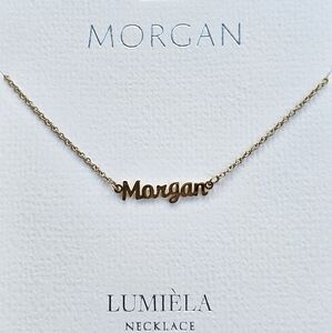 🌸 MORGAN Script Name Chain Goldtone Necklace 🌸